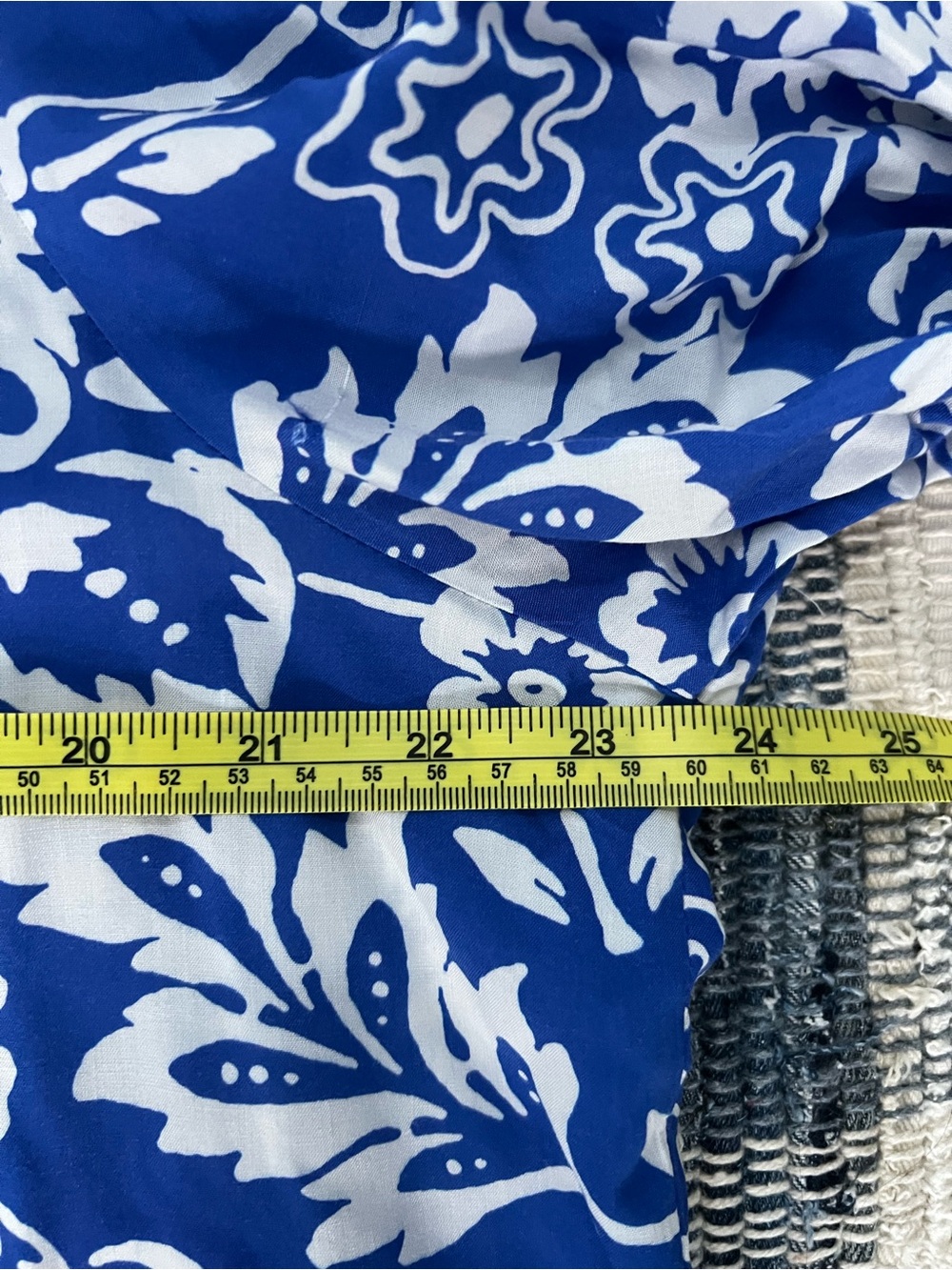 Blue & White Floral Embroidered V-Neck Blouse - Picture 9 of 9
